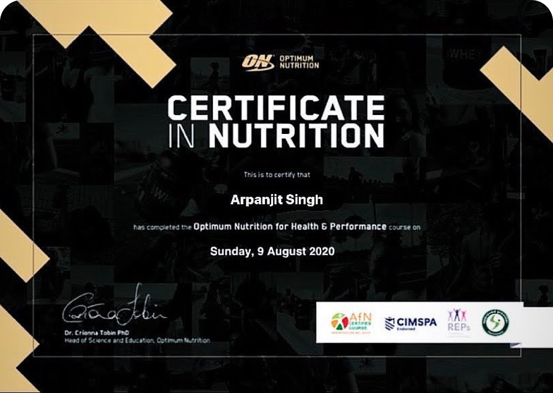 Certificate in Nutrition certification