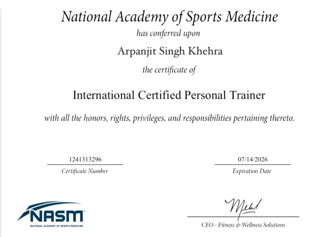 Certificate in International Personal Trainer certification