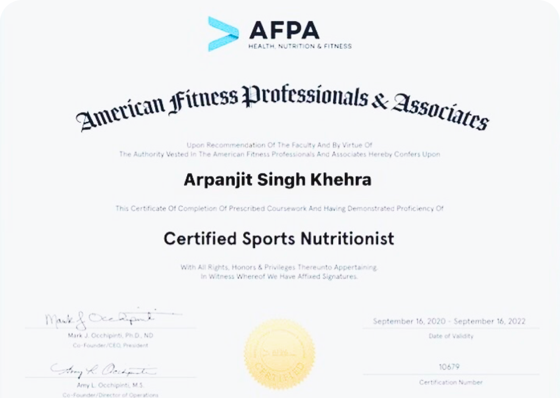 Certified Sports Nutrioist certification