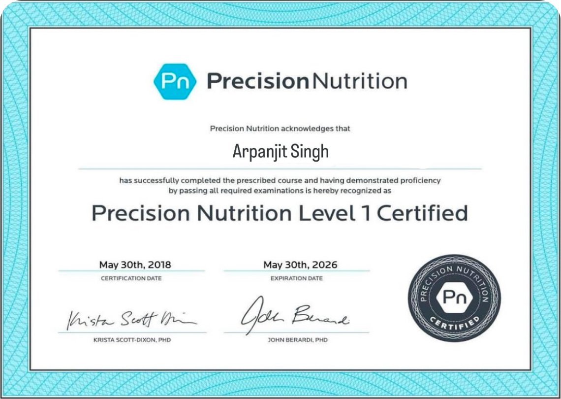 Certified in Nutrition Level 1 certification